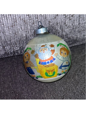 Bobbs Merrill Raggedy Ann Andy Glass Christmas Ornaments Vintage